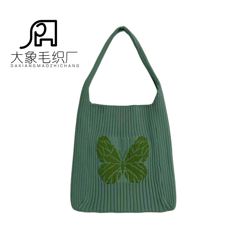 Wholesale Woven Contrast Color Butterfly Knitted Shoulder Bag