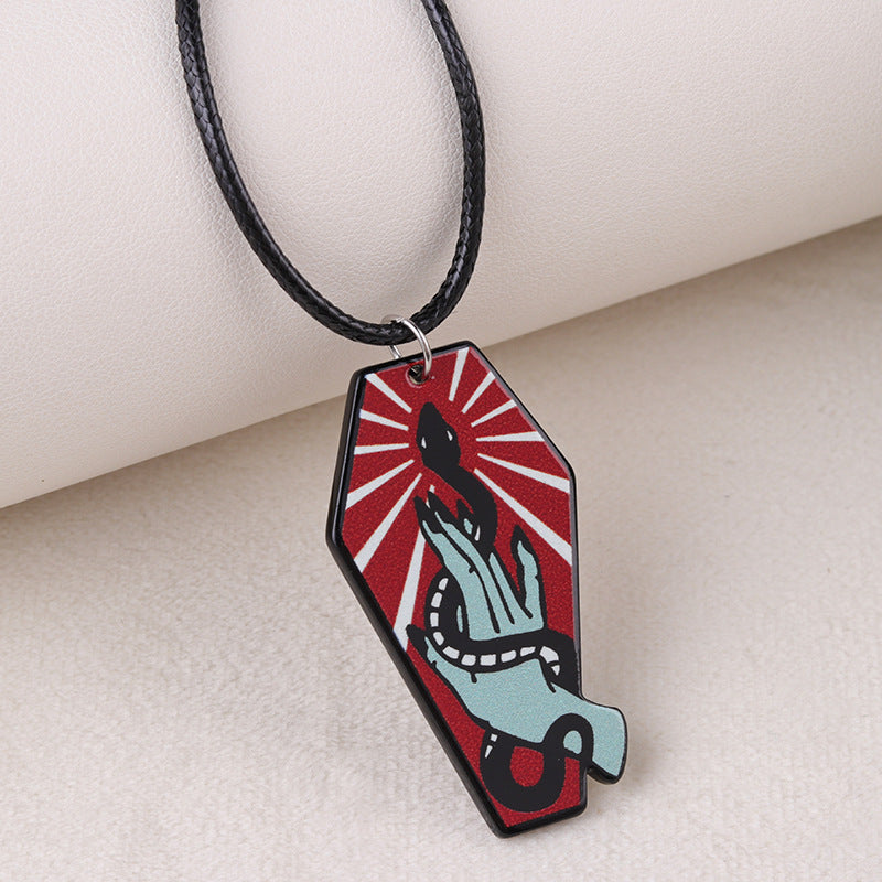 Wholesale Creative Skull Rose Acrylic Personalized Retro Fun Necklaces