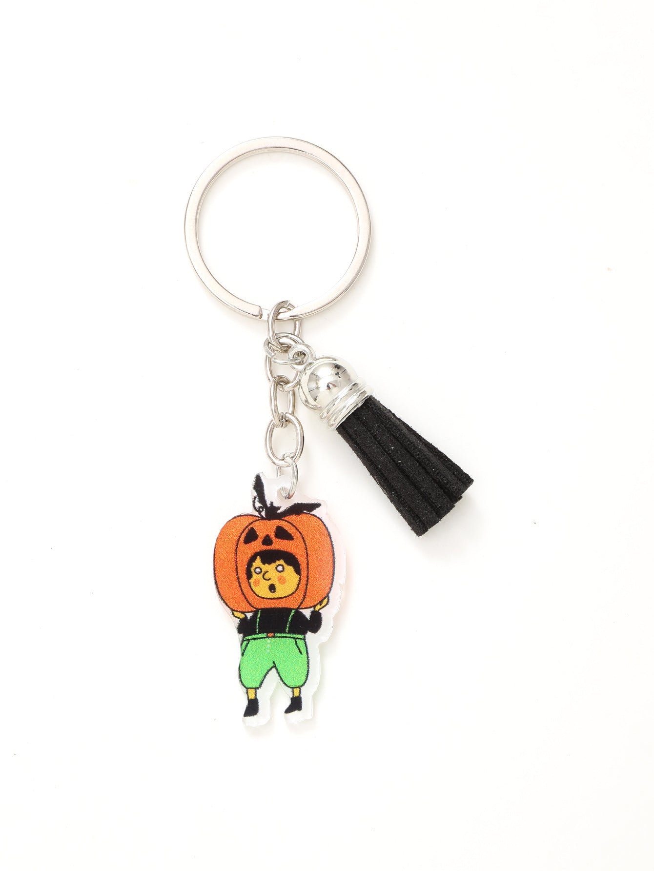 Wholesale Halloween Funny Acrylic Bat Pumpkin Head Witch Tassel Keychain