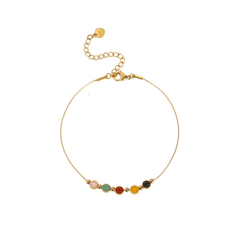 Wholesale Colorful Smiley Oil Dripping Titanium Steel Necklace