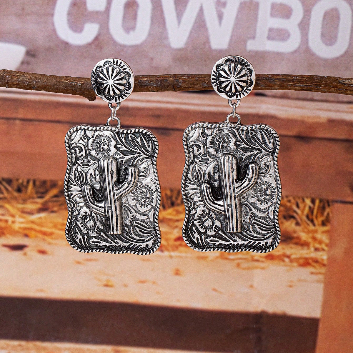 Wholesale Western Wind Flower Horse Highland Cow Earrings