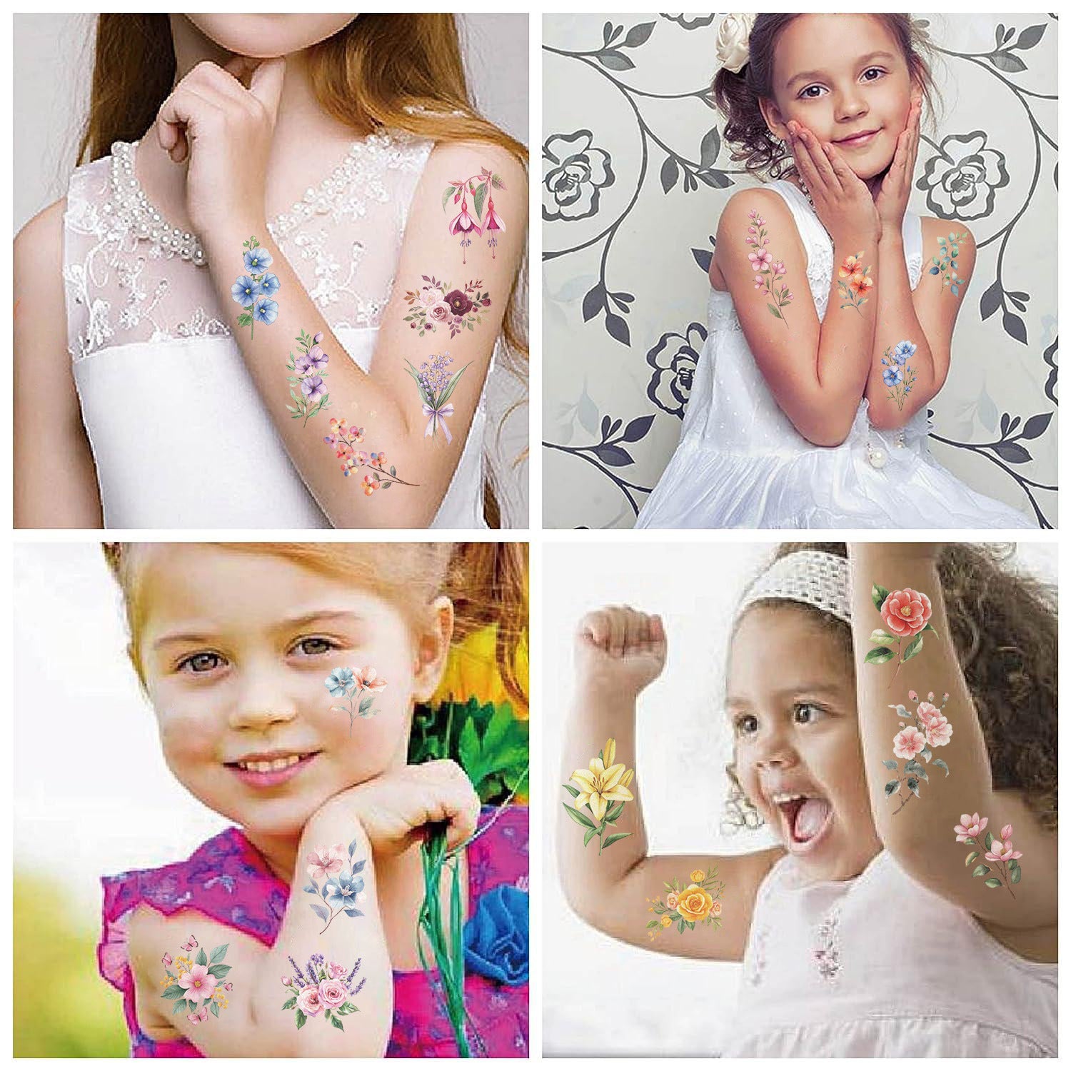 Wholesale  10pcs/pack Color Flower Series Tattoo Sticker Waterproof Party Gift Funny DIY Fun Face