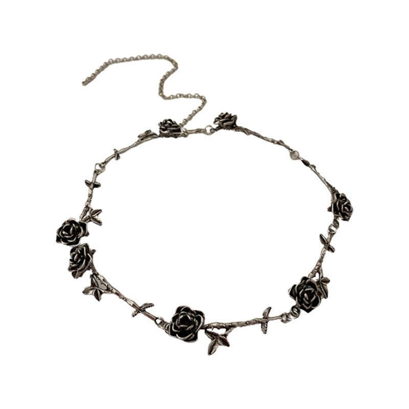 Wholesale Camellia flower necklace vintage clavicle chain