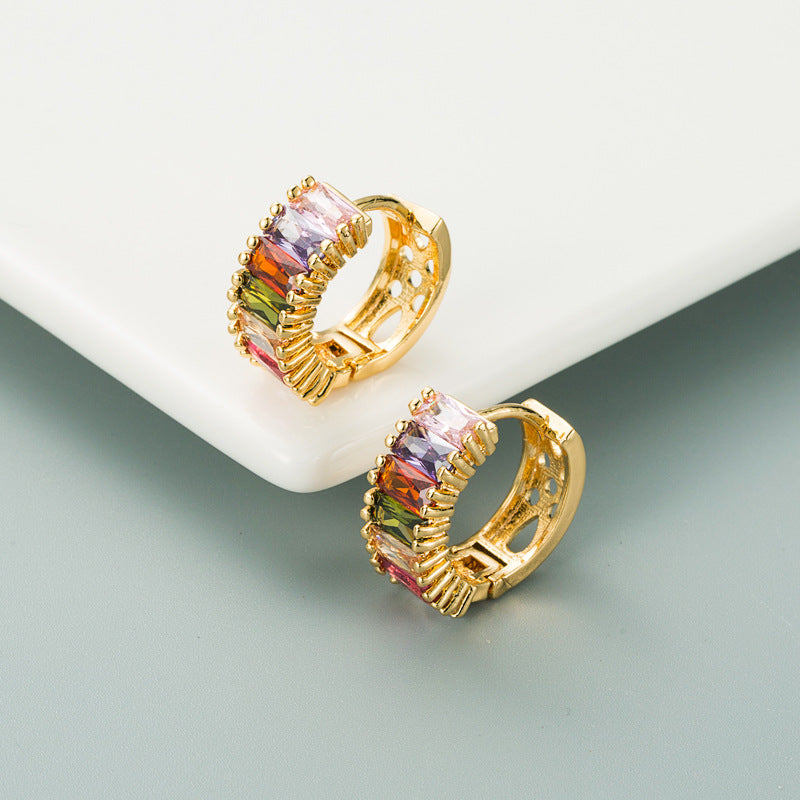 Wholesale Colored zircon Copper-plated 18k Gold Earrings