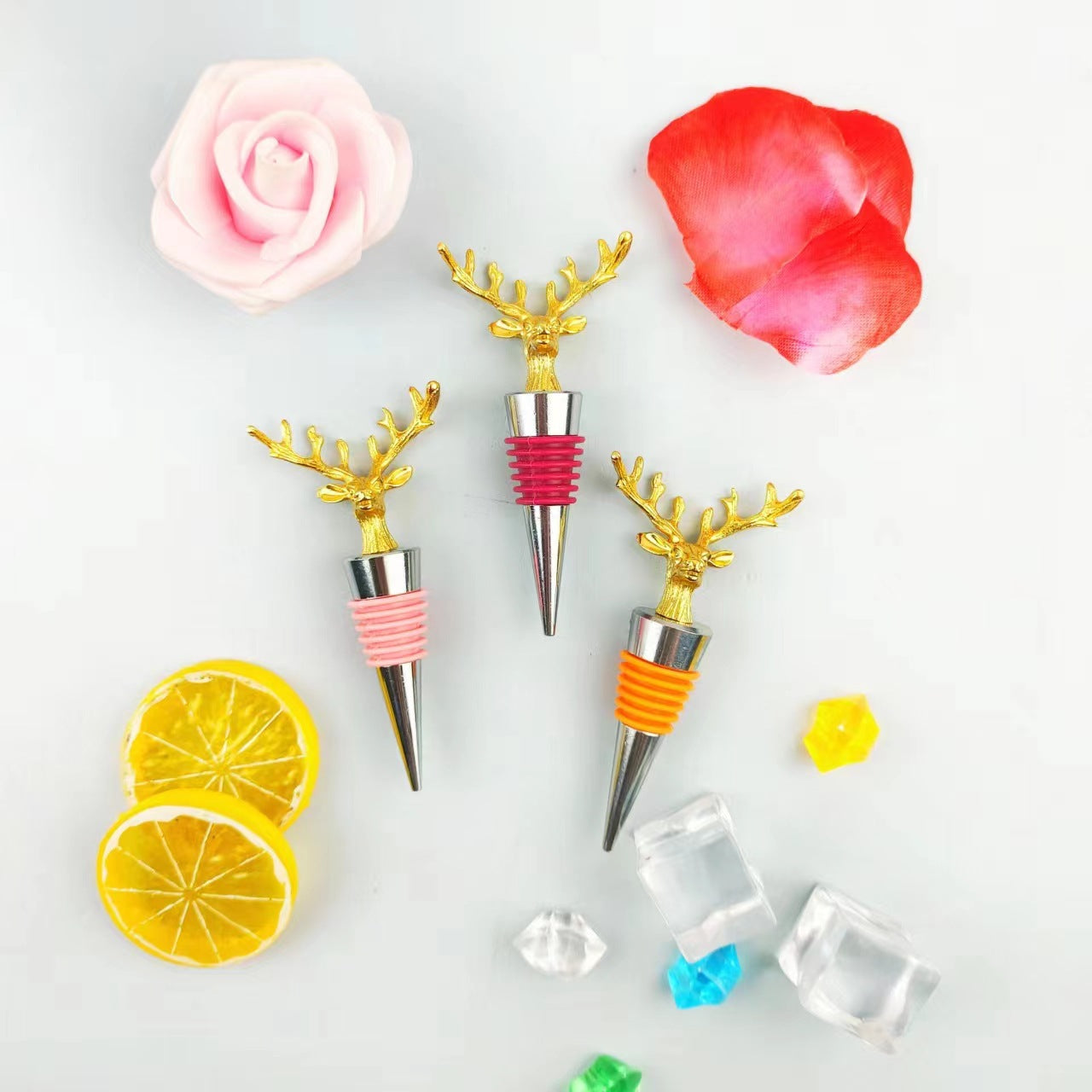 Wholesale DIY Golden Deer Head Zinc Alloy Red Wine Bottles