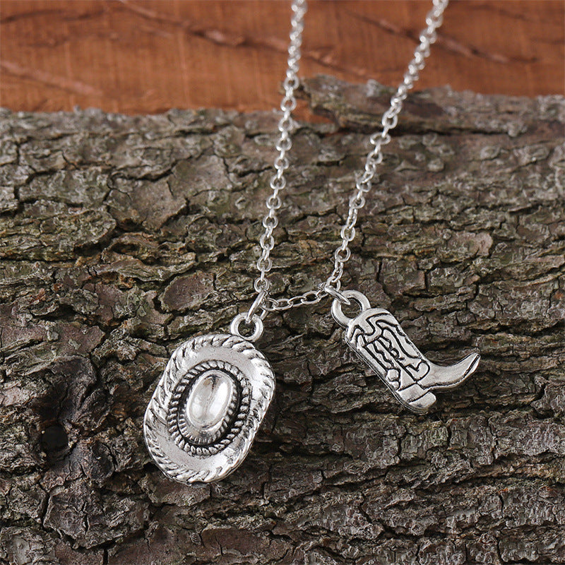 Wholesale Fashion Western Cowboy Theme Cowboy Boot Pendant Necklaces