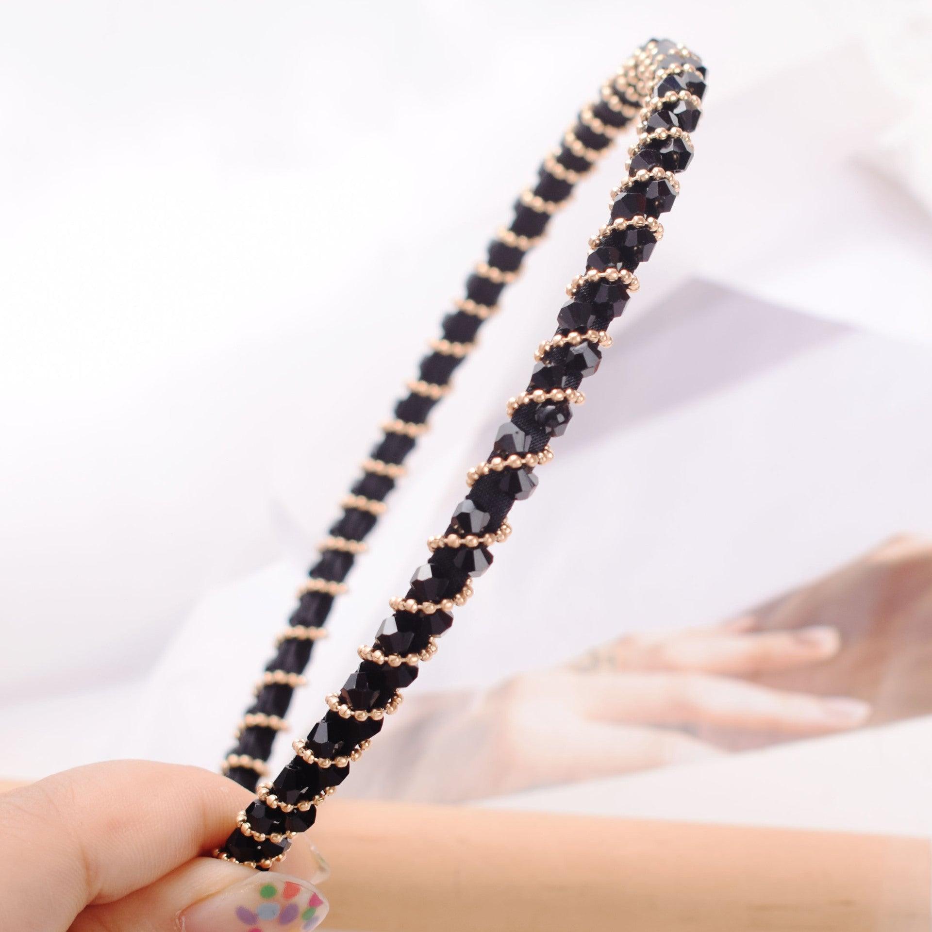 Wholesale Crystal Hand Braided Thin Edge Headband