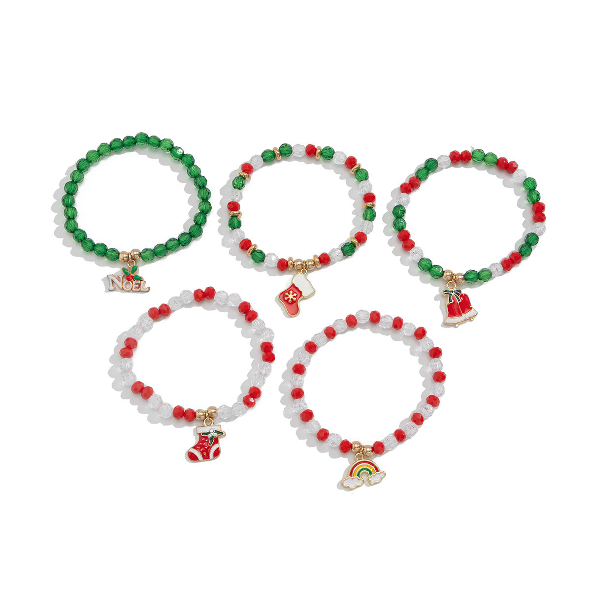 Wholesale Snowman and Deer Character Layered Bracelet Set