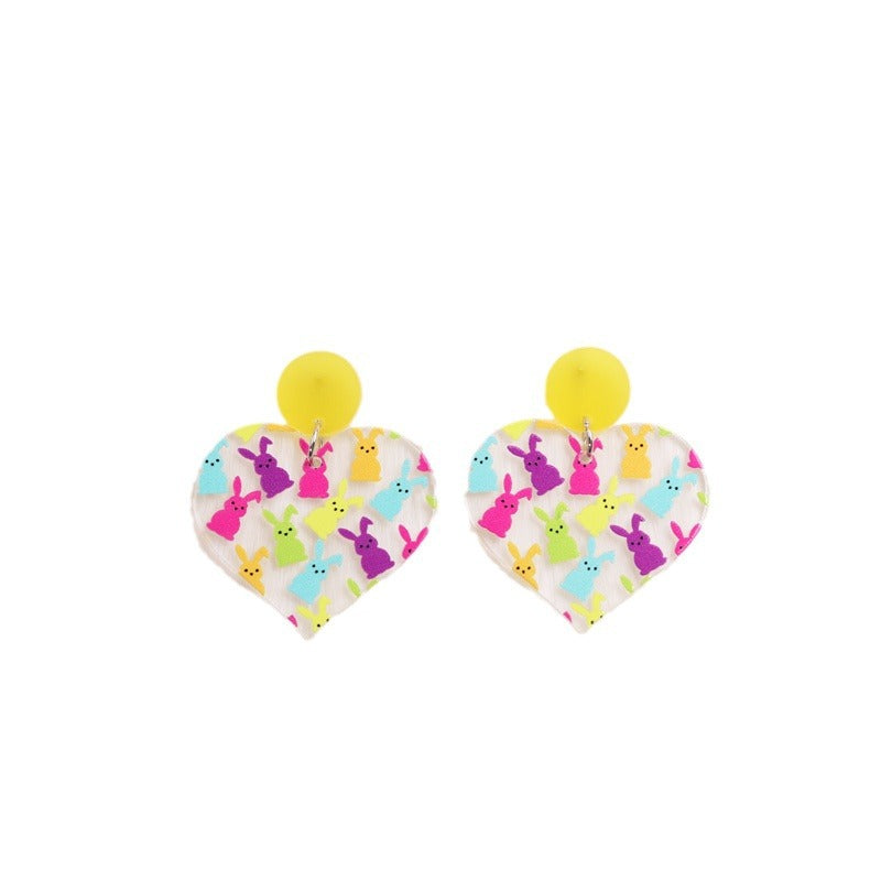 Wholesale Valentine's Day Love Colorful Rabbit Acrylic Earrings