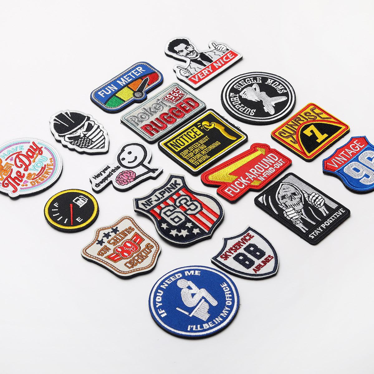 Wholesale Embroidered velcro badge back loop hook strap wool patches