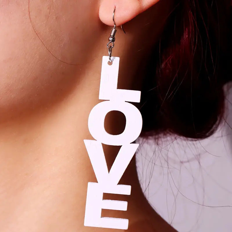 Wholesale LOVE English letter long Valentine' s Day acrylic earrings