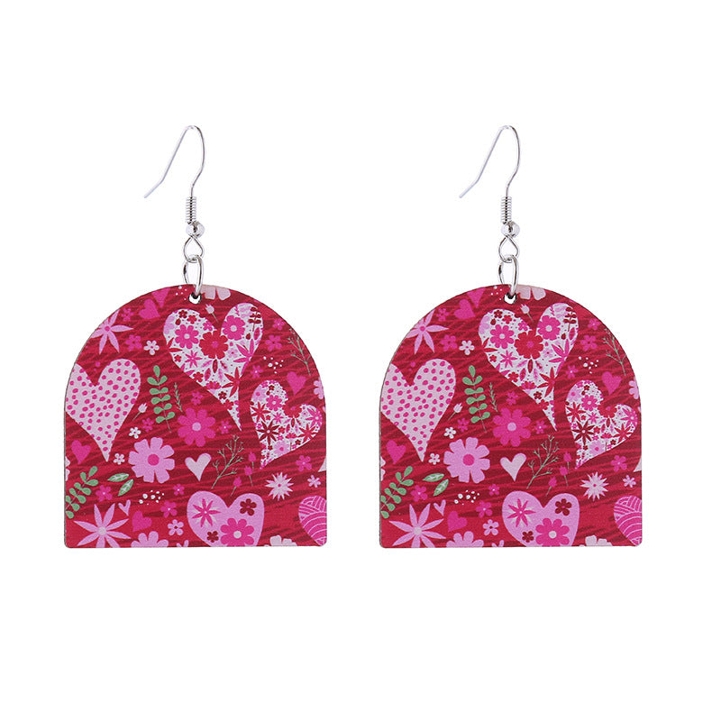 Wholesale Valentine's Day Rainbow Love LOVE Wooden Earrings