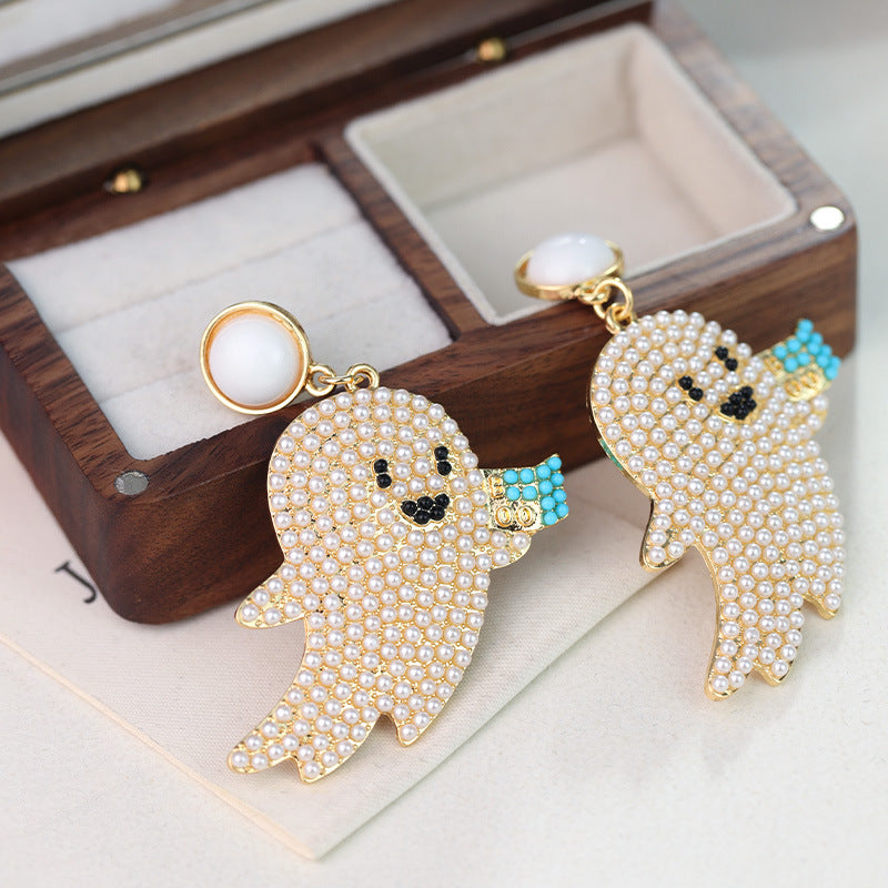 Wholesale Halloween Cute Cartoon Ghost Little Devil Rice Bead Earrings