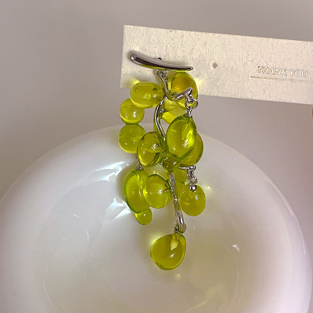 Wholesale Crystal Chinese Antique Green Beaded Grape Earrings