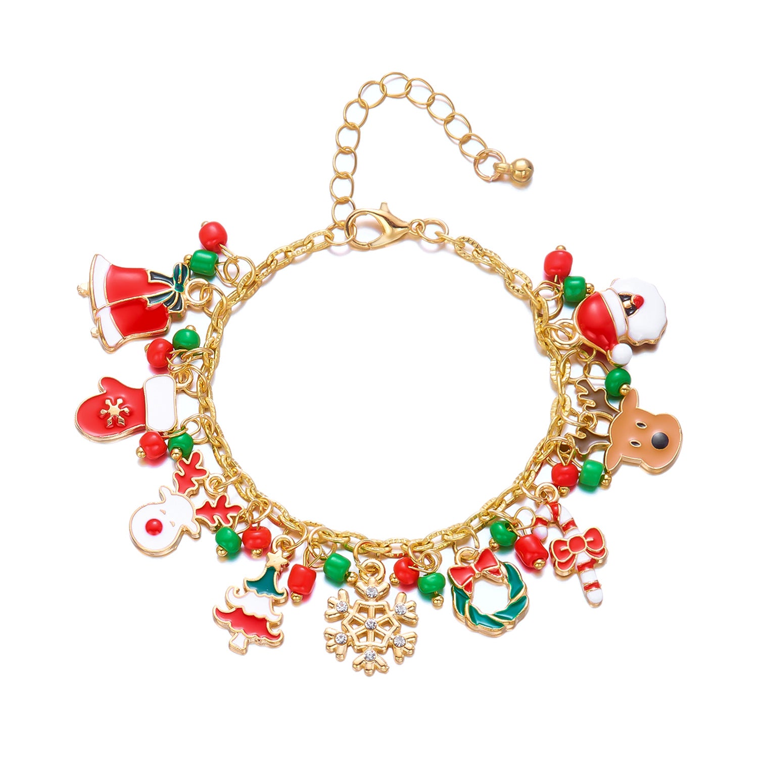 Wholesale Christmas snowman  reindeer  snowflake  gingerbread man  cane bracelet