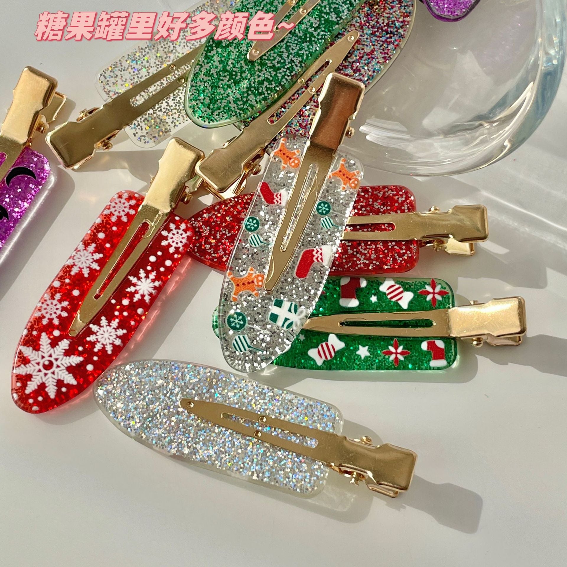 Wholesale Candy Christmas Socks Elk English Letter Hair Clip