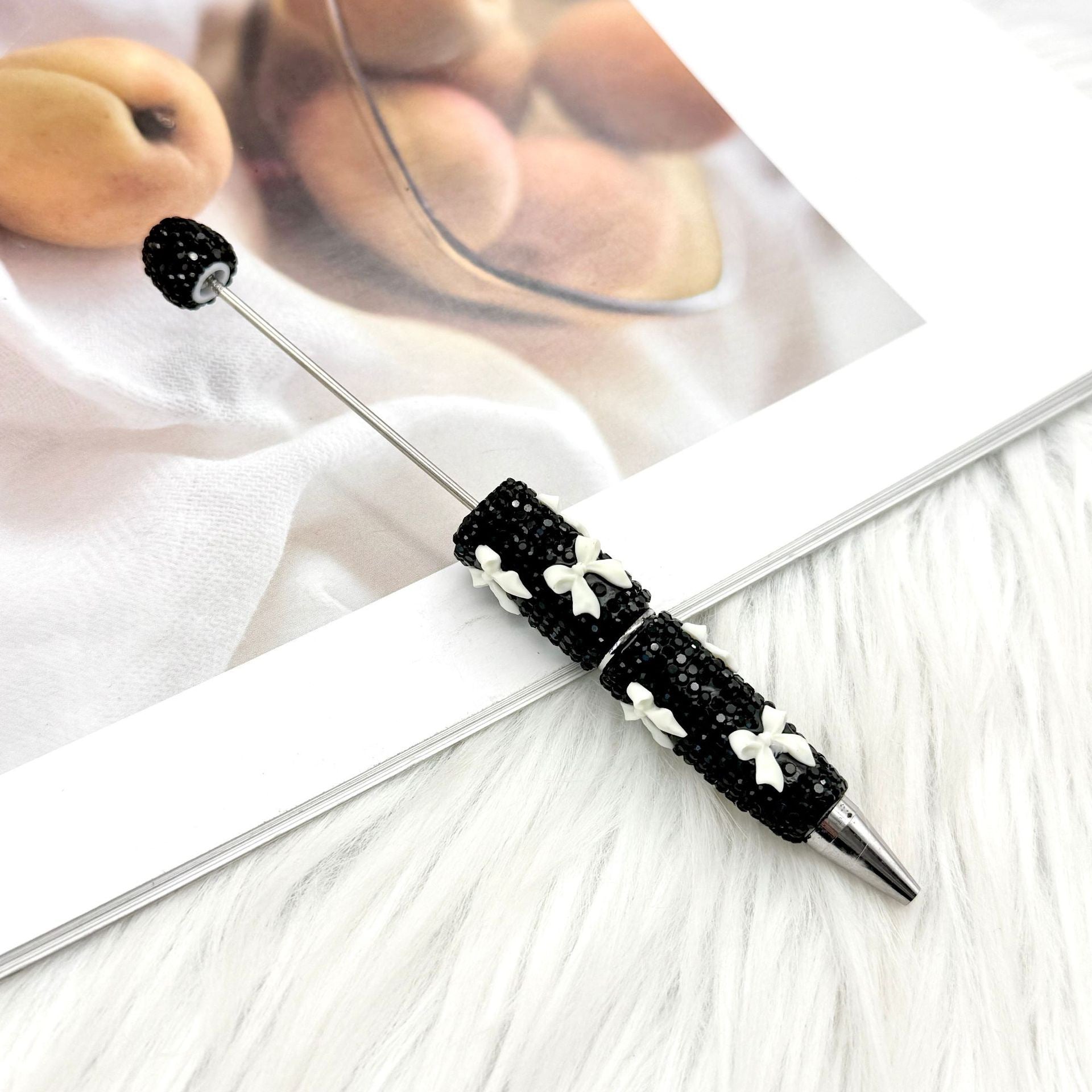 Wholesale 2pcs DIY Bow Full Rhinestone Beaded Pen Valentine' s Day Gift Pen