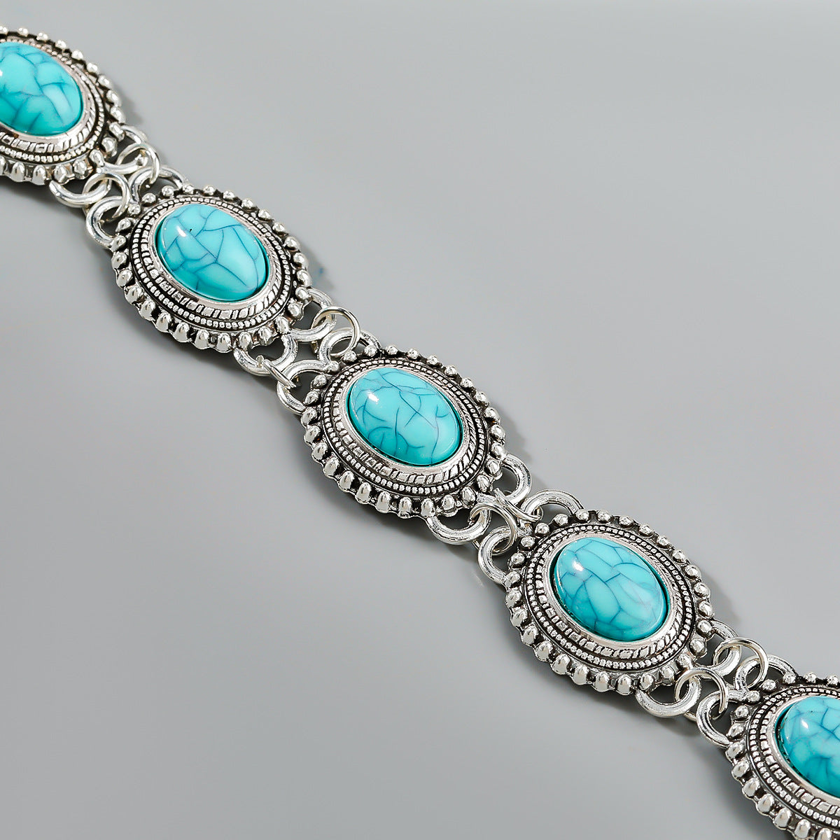 Wholesale Exaggerated Turquoise Hip Hop Alloy Bracelet