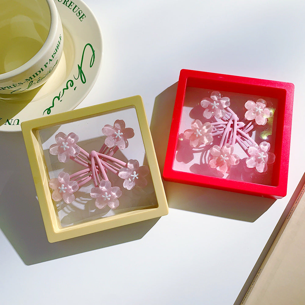 Wholesale pink flowers fresh and versatile style bb clip girls side clip broken hair clip