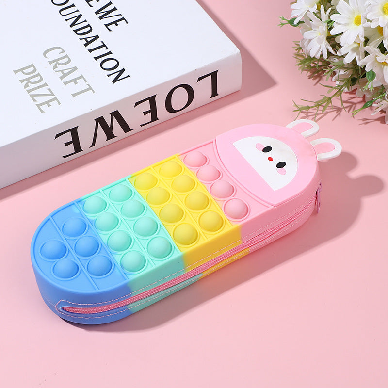 Wholesale  Decompression Silicone Pencil Cartoon Rabbit Panda Children' s Pencil Box