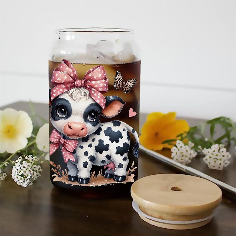 Wholesale Love Bow Cow 16oz Cup UV DTF Wraps