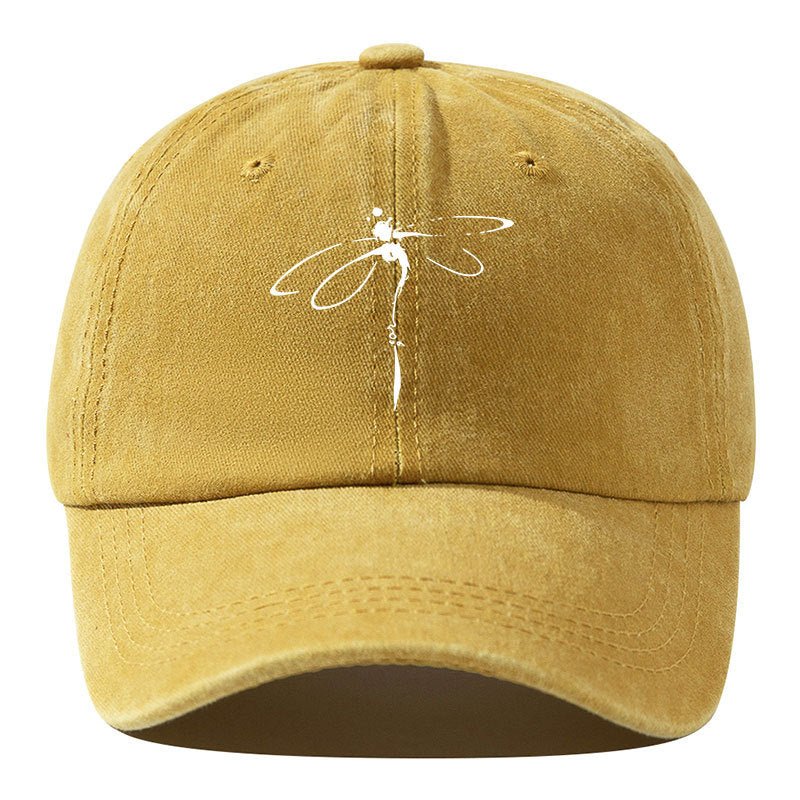 Wholesale Dragonfly Print Washed Distressed Baseball Cap