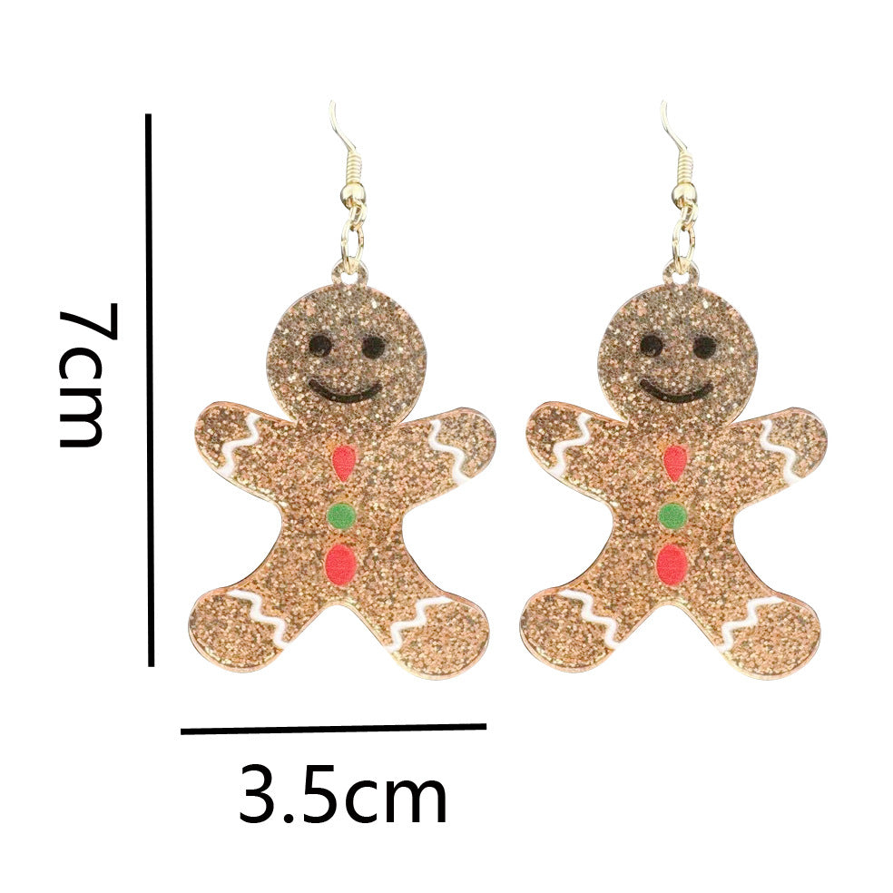 Wholesale Christmas gingerbread man acrylic earrings