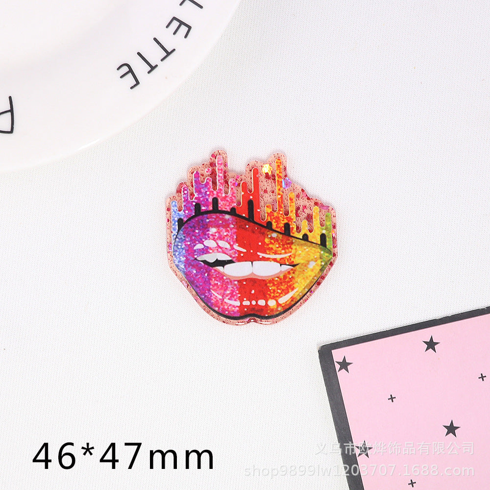Wholesale 10pcs Cartoon Lips Letters Acrylic DIY Patches