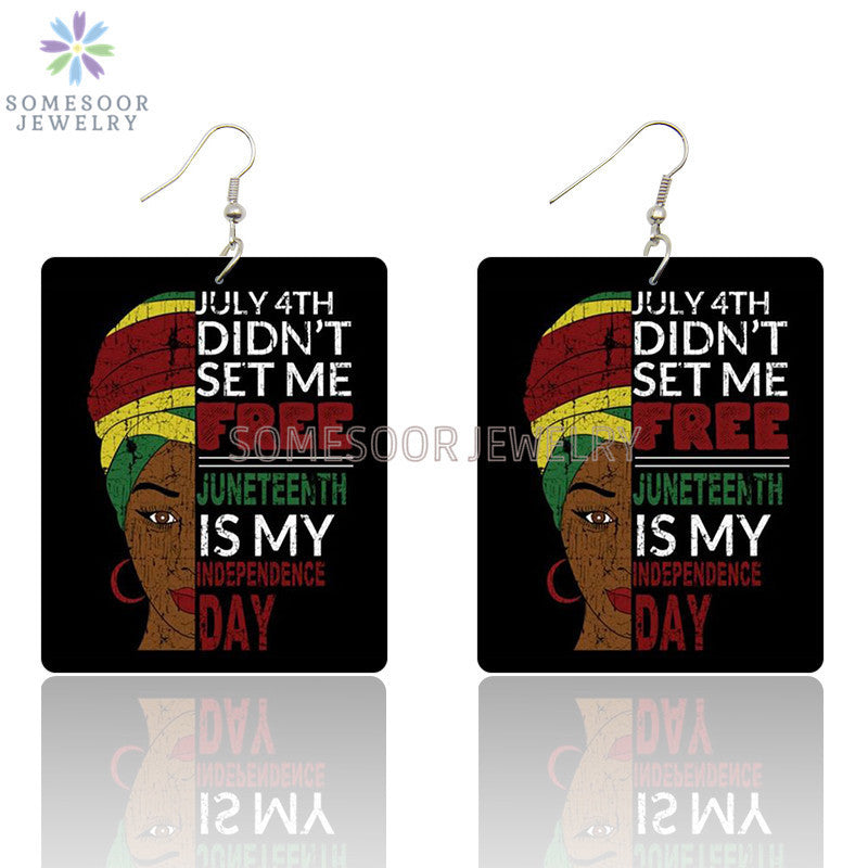 Wholesale Rectangular Exaggerated Wood Earrings