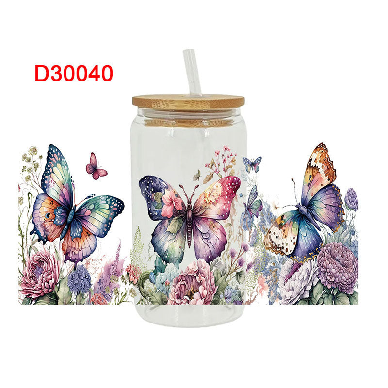 Wholesale butterfly patterns   16oz Cup UV DTF Wraps