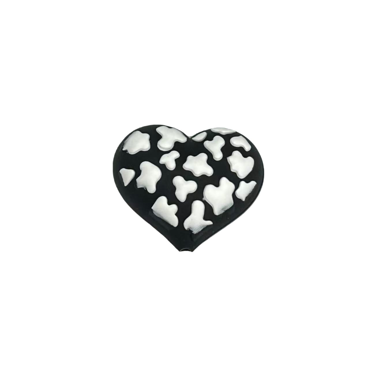 Wholesale 10pcs/pack Silicone heart-shaped leopard print beads  epoxy resin 3D card beads