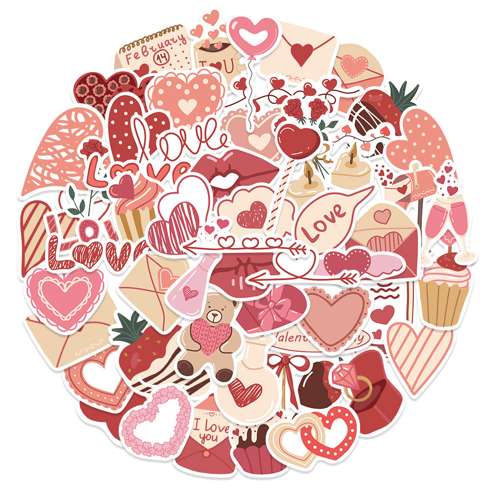Wholesale  50pcs Valentine' s Day Love Cartoon  Stickers