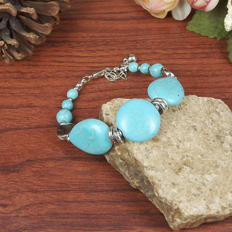 Wholesale Nepalese Retro Ethnic Style Turquoise Alloy Bracelet