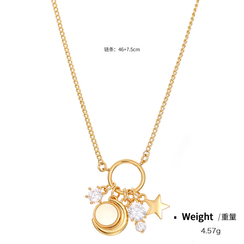 Wholesale Copper Inlaid Zirconium Plated Genuine Gold Multi-layer Stacked Necklace Collarbone Chain