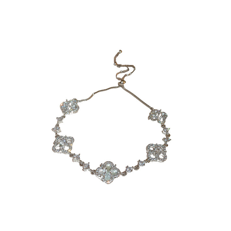 Wholesale Four Petal Flower Zircon Flower Bracelet