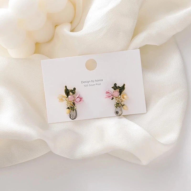 Wholesale Enamel Color Glaze Flower Earrings