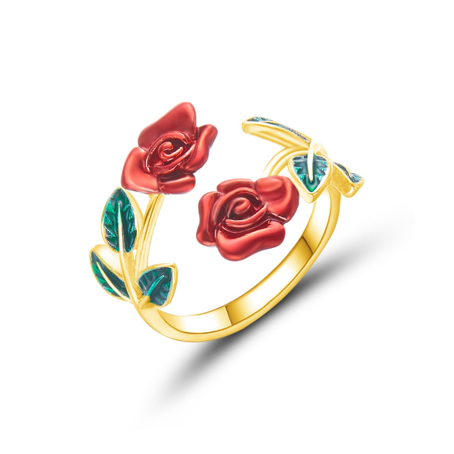 Wholesale Alloy Oil Drop Rose Open Bracelet Ring Set