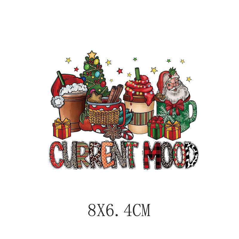 Wholesale  5pcs/pack   Children' s Cartoon Christmas Heat Transfer Stickers   UV DTF Ready to Press Transfers Wraps