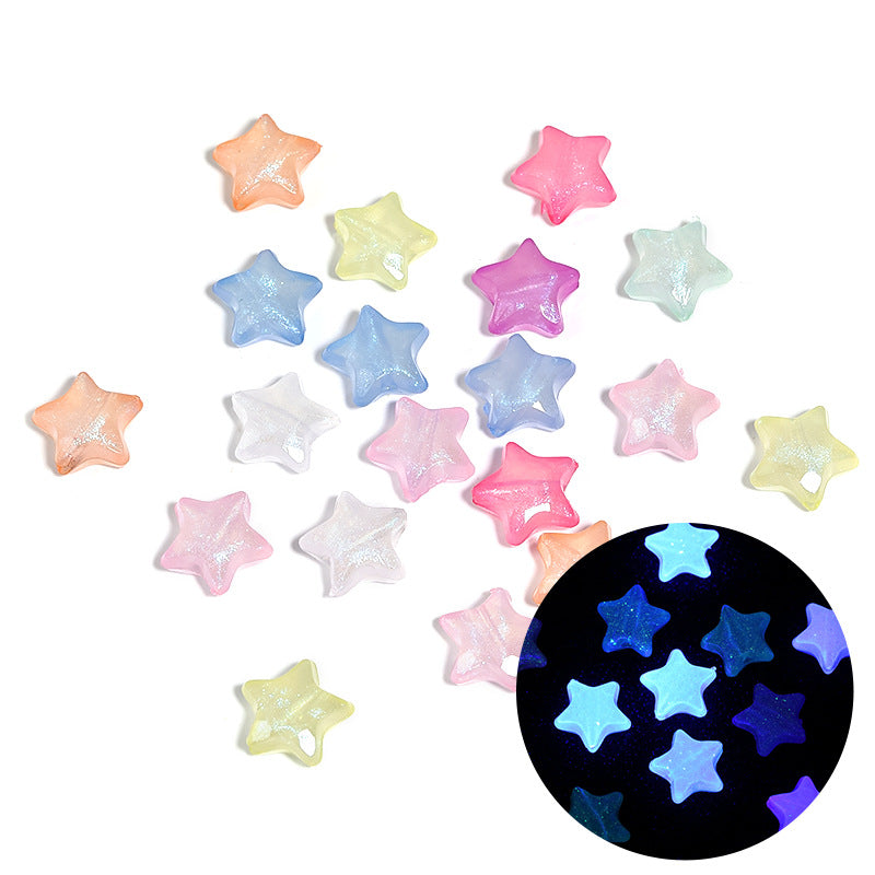 Wholesale 500g/pack Acrylic Luminous Fine Glitter Five-pointed Star Beads DIY