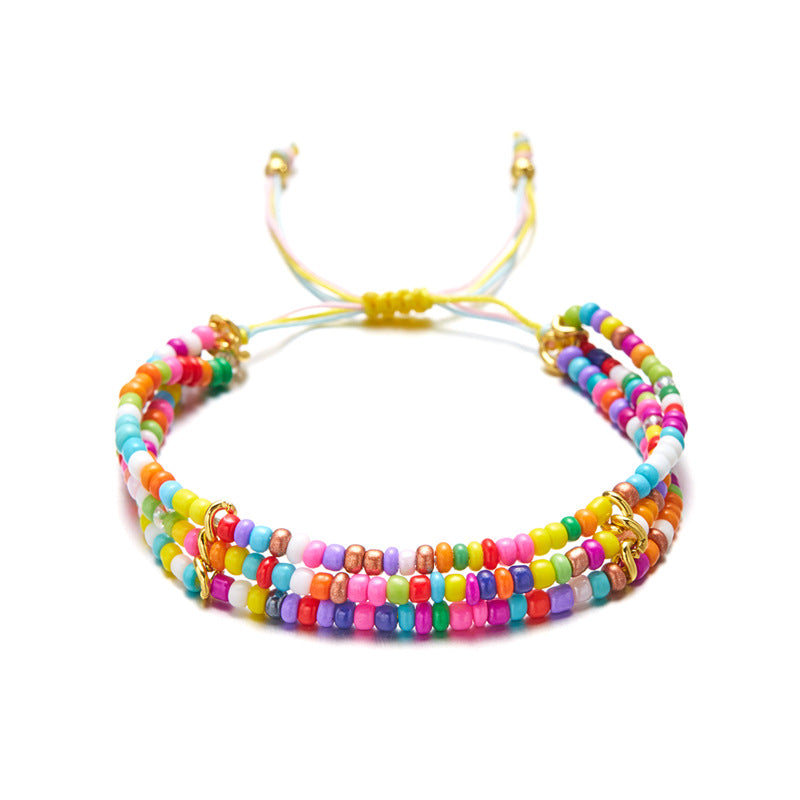 Wholesale Boho Style Multi-layered Braided Rice Bead Bracelet