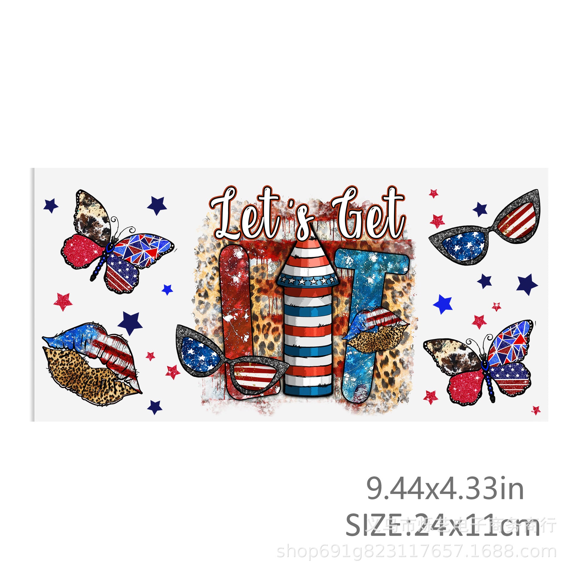 Wholesale 5pcs Butterfly Flower Print UV DTF Transfer Crystal Cup Sticker
