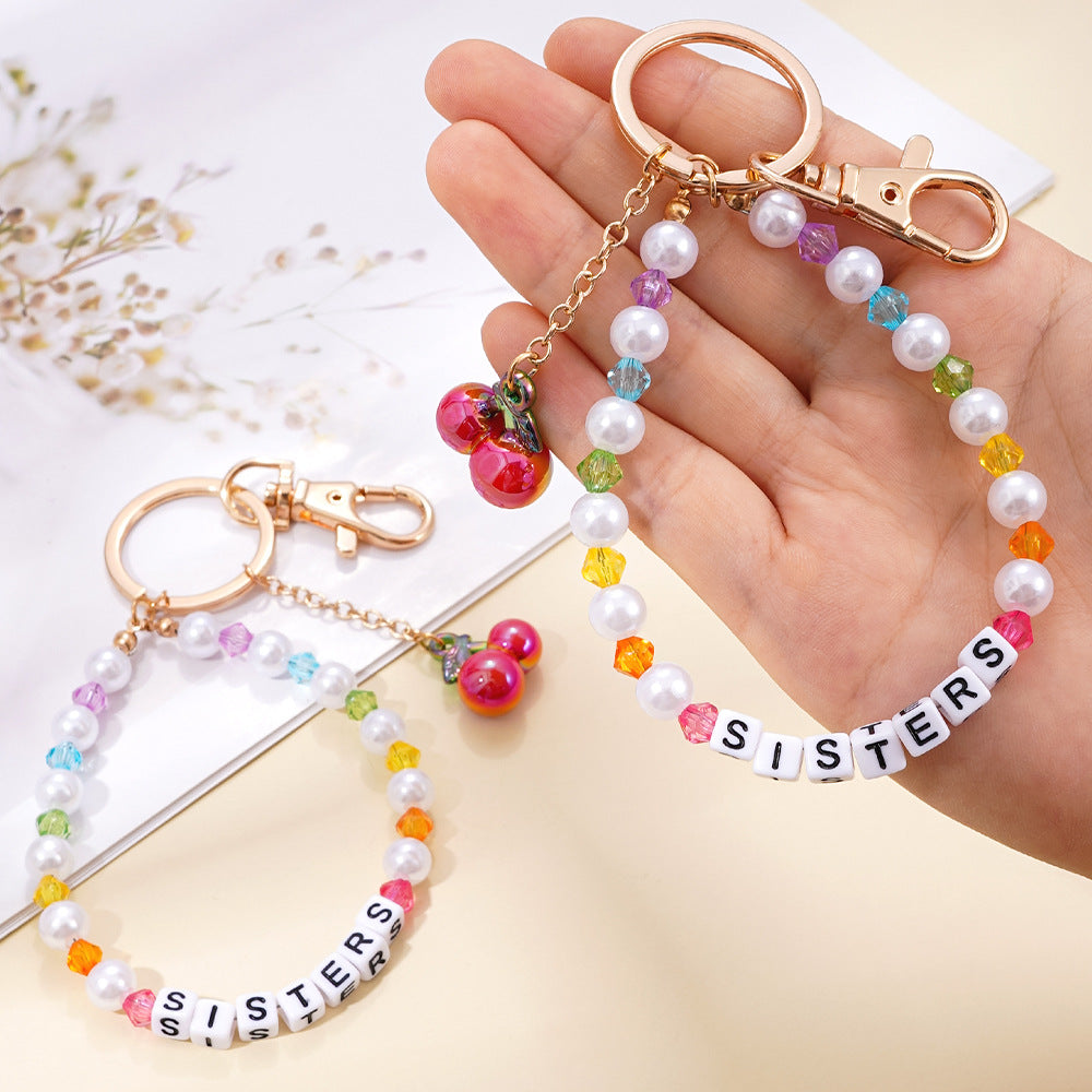 Wholesale Handmade Beaded Accessories English Letter Keychain