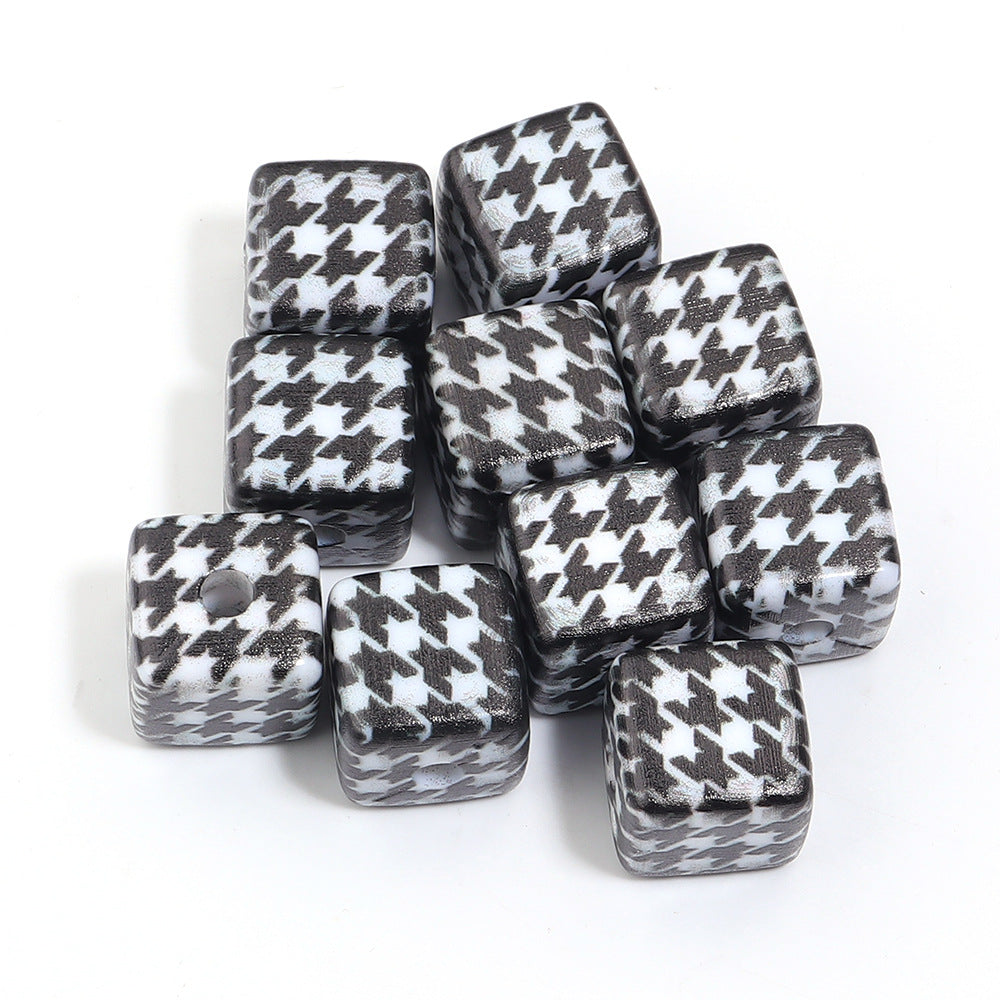 Wholesale 10pcs Printed Square Starry Sky Acrylic Beads