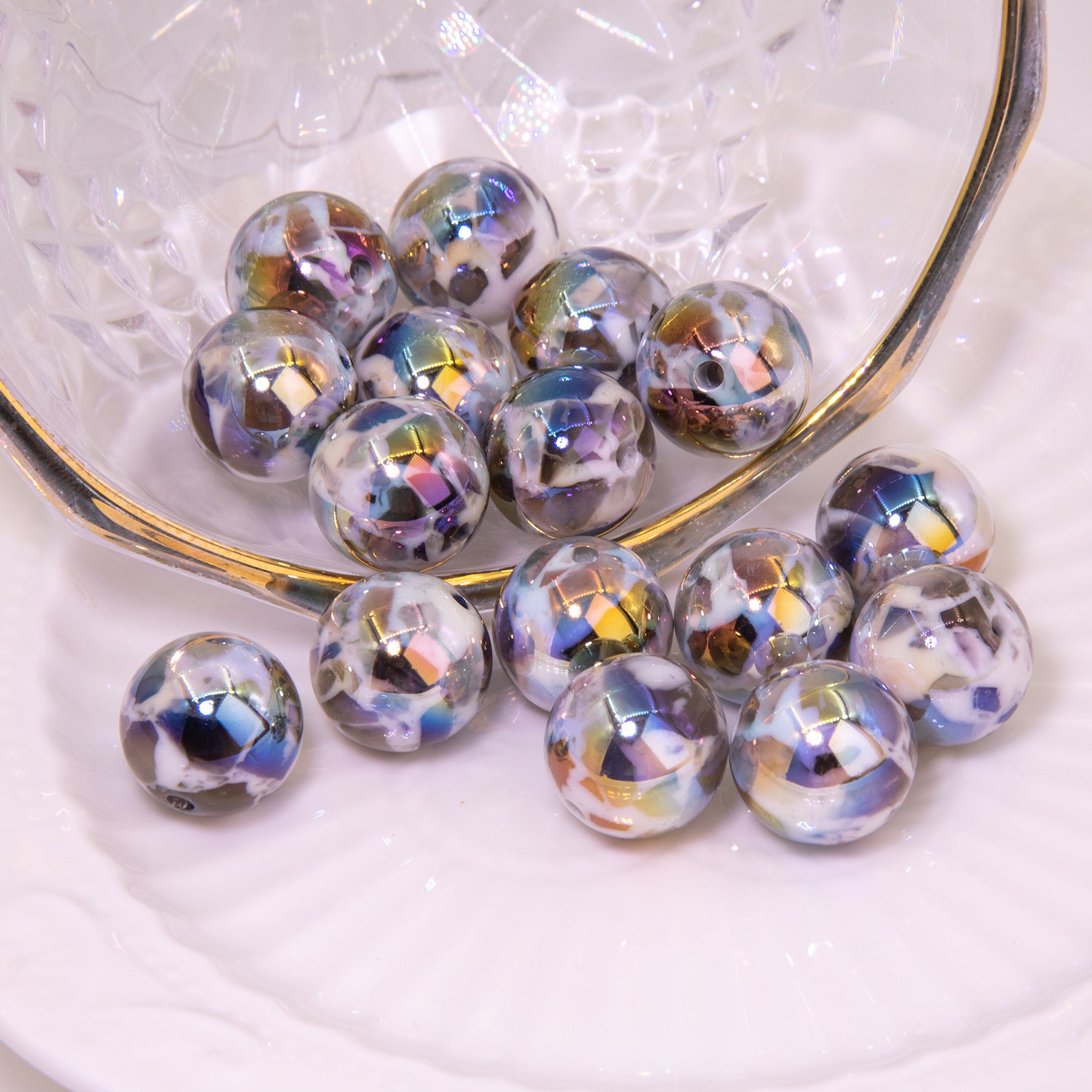 Wholesale 10pcs Colorful Galaxy Resin Round Beads