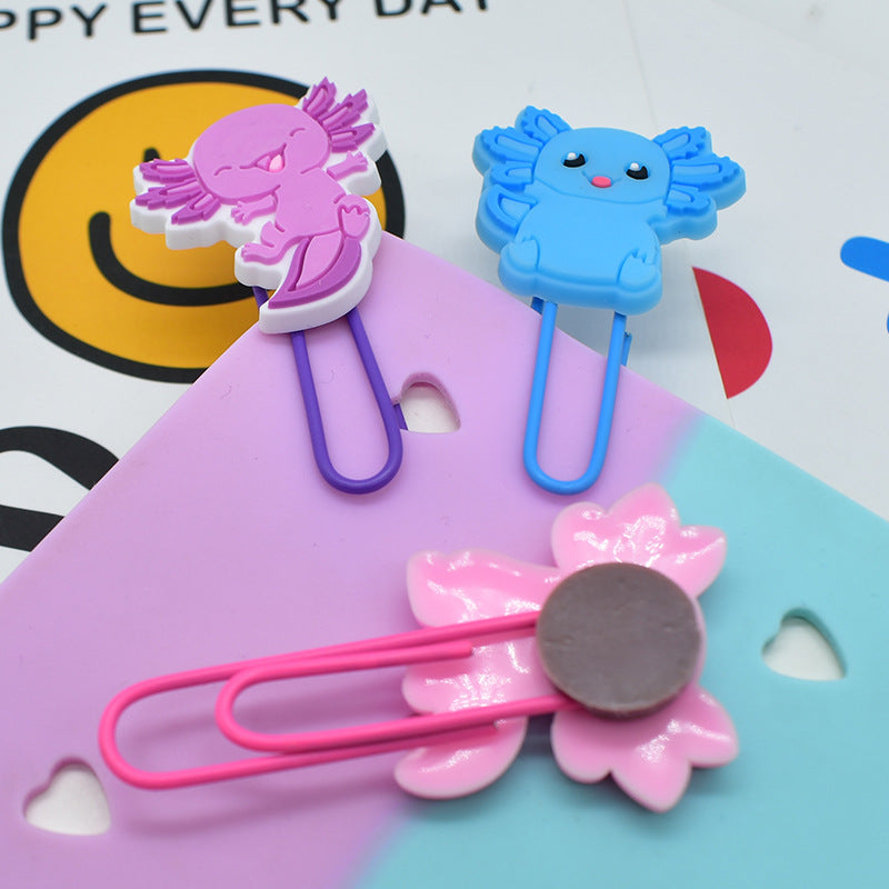 Wholesale Random 50pcs Cartoon Ocean Salamander Animal Paperclip Bookmark