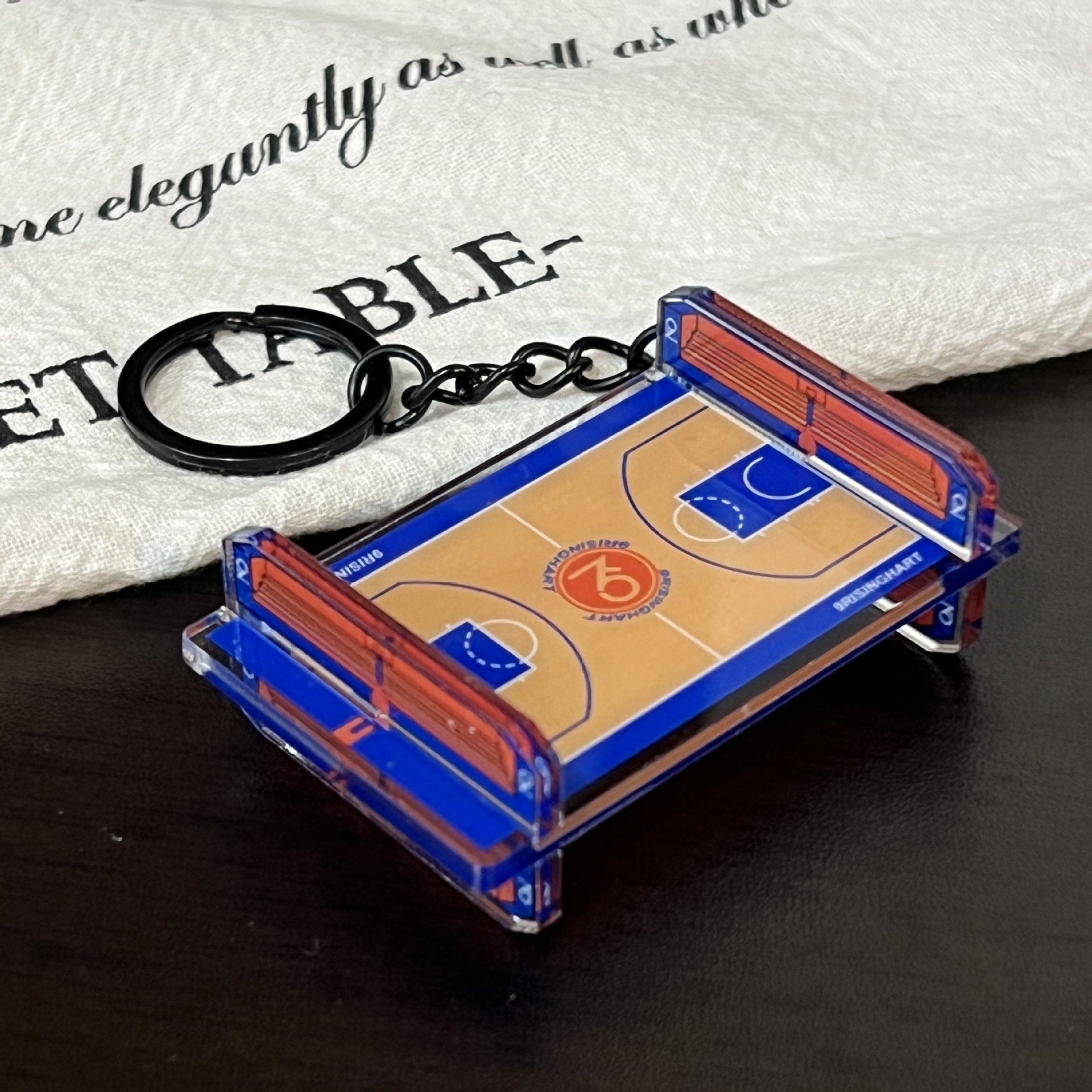 Wholesale Acrylic sports basketball court keychain