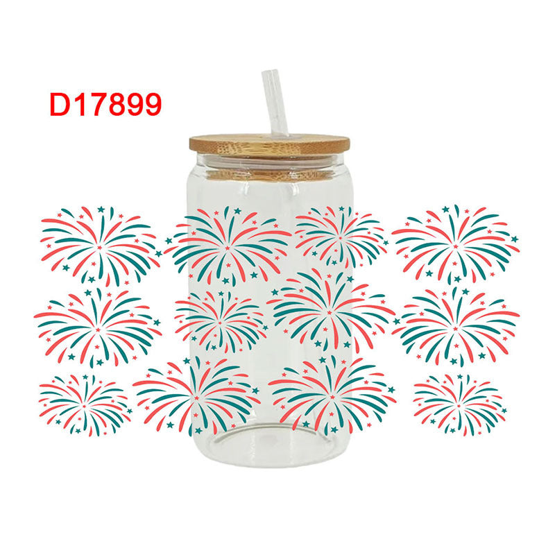 Wholesale Colorful Feather Fireworks 16oz Cup UV DTF Wraps