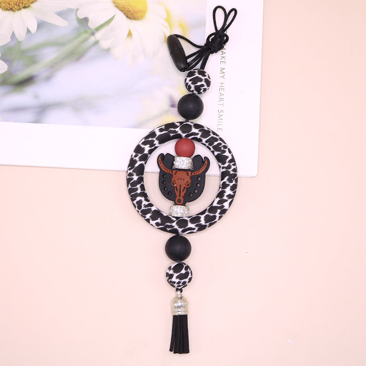 Wholesale Sweater Eco-friendly Silicone Circle Christmas Bull Head Cross Flower Creative Necklace