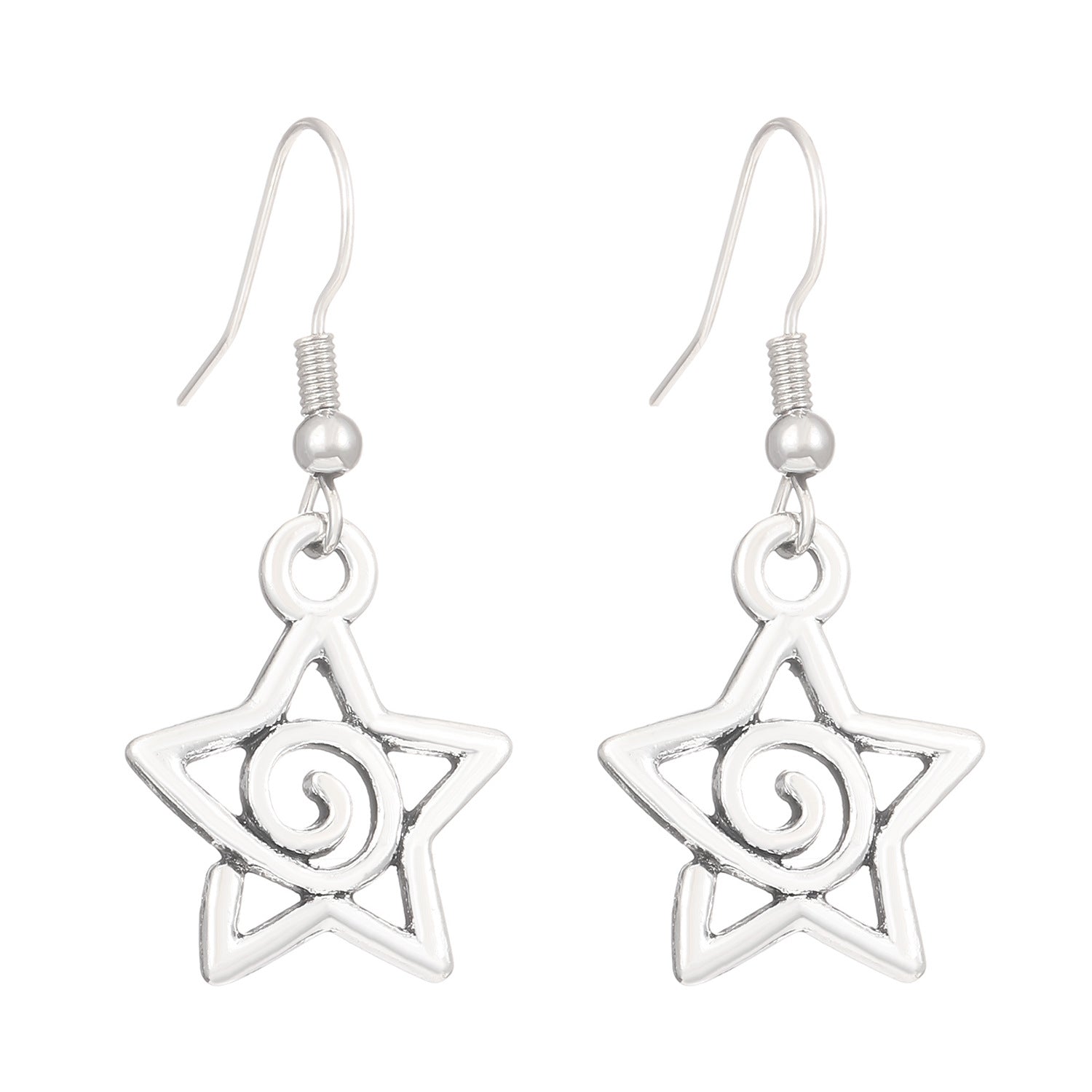 Wholesale Pentagram Swirl Cut-out Retro Punk Earrings