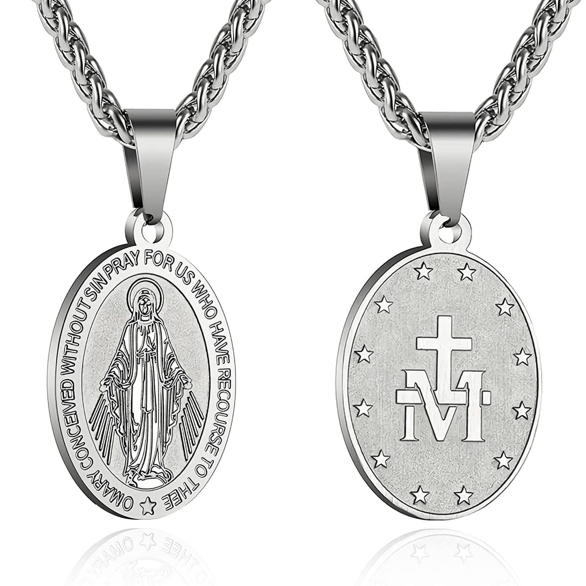 Wholesale Titanium Steel Virgin Mary Pendant Necklace Men' s Pendant Hip Hop Accessories